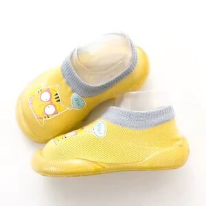 Yellow Baby Shoes with Cat Design